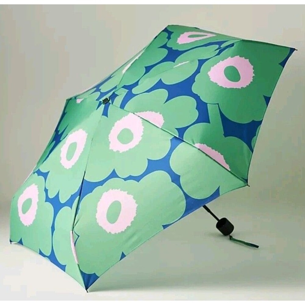 Marimekko Umbrella Mini Manual Unikko Folding Pink Green Floral Umbrella